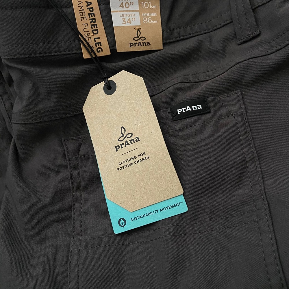 Prana Brion Slim Pant II Dark Iron Mens 40x34 ReZion Tapered Leg NWT 1965551 - Picture 6 of 6